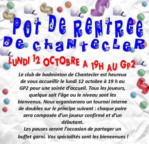 Pot de rentrée de Chantecler Badminton